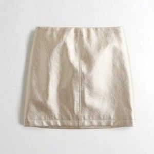 Metallic Faux Leather Mini Skirt Rose-Gold Shimmer